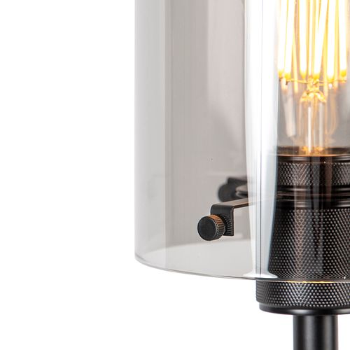 Lampadaire Design Noir Avec Verre Fumé - Dôme