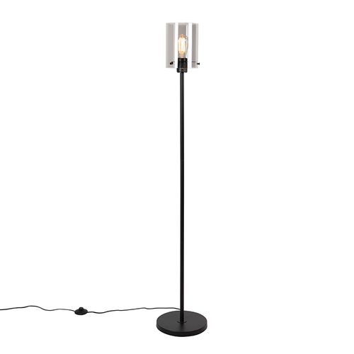 Lampadaire Design Noir Avec Verre Fumé - Dôme