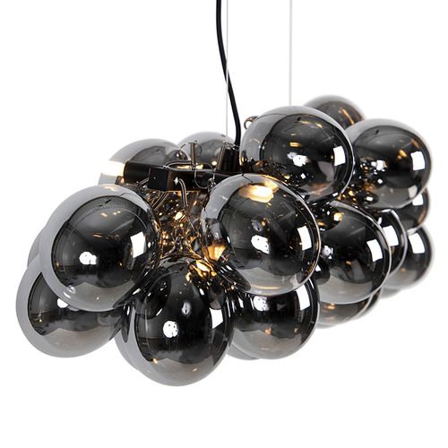 Suspension Art Déco Noire Avec Verre Fumé 8 Lumières - Uvas
