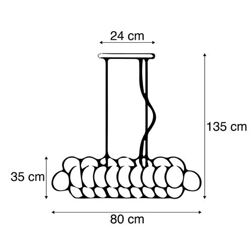 Suspension Art Déco Noire Avec Verre Fumé 8 Lumières - Uvas