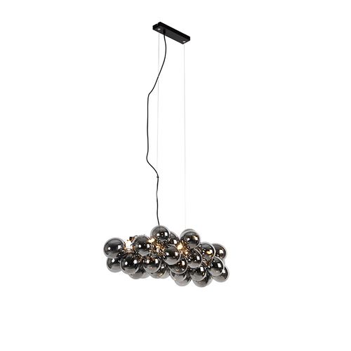 Suspension Art Déco Noire Avec Verre Fumé 8 Lumières - Uvas
