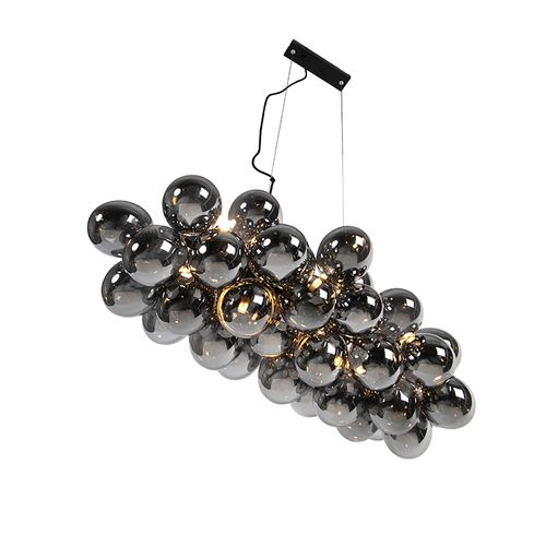 Suspension Art Déco Noire Avec Verre Fumé 8 Lumières - Uvas