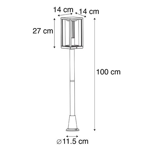Lampadaire D'extérieur Industriel Noir 100 Cm Ip44 - Charlois