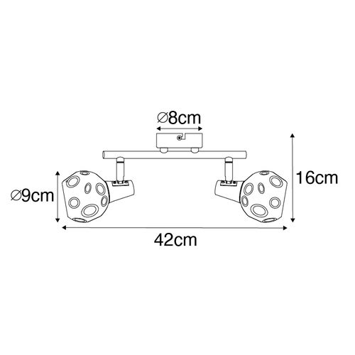 Plafonnier Noir Avec Laiton Et Verre Fumé 2 Lumières - Vidro