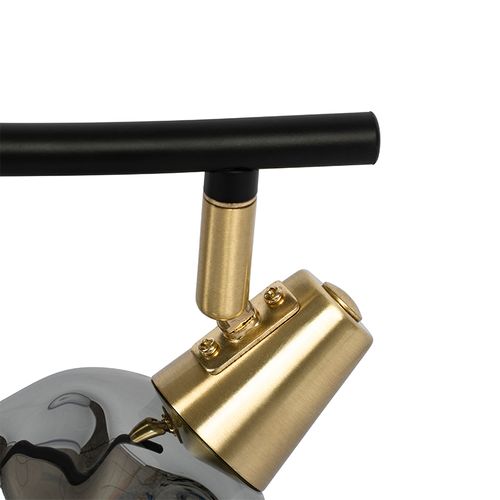 Plafonnier Doré 56 Cm Avec Verre Fumé 3 Lumières - Vidro