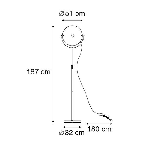 Lampadaire Industriel Noir 50 Cm Avec Orientable Or - Magnax