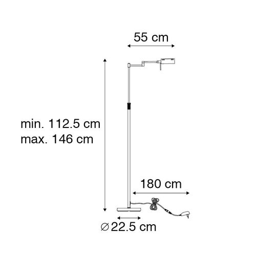 Lampadaire Design Noir Avec LED Et Variateur Tactile - Notia