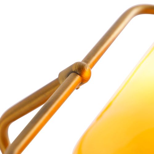 Lampe De Notaire Classique En Bronze Avec Verre Ambré - Banker