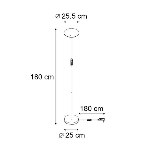 Lampadaire Moderne Noir Avec LED Et Variateur - Bumu
