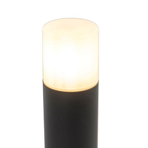 Lampe D'extérieur Sur Pied Noire Avec Abat-jour Opale Blanc 30 Cm Ip44 - Odense