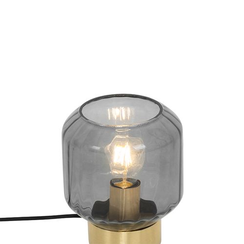 Lampe De Table Design En Laiton Avec Verre Fumé - Stiklo