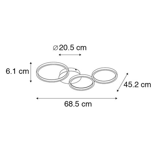 Plafonnier Design Blanc Avec LED Intégrée 3 Niveaux De Luminosité 3 Lumières - Pande
