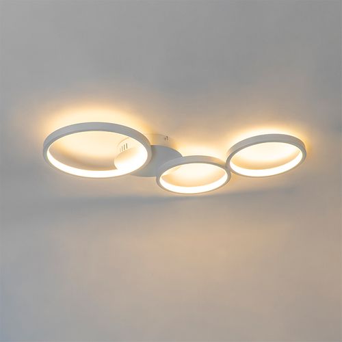 Plafonnier Design Blanc Avec LED Intégrée 3 Niveaux De Luminosité 3 Lumières - Pande