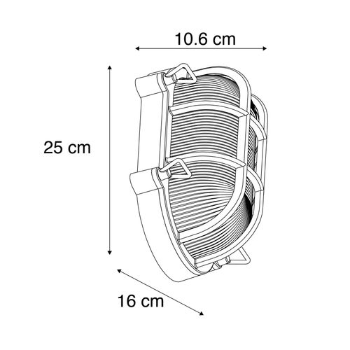 Applique Murale Et Plafonnier Industrielle Noire Ovale Ip44 - Noutica