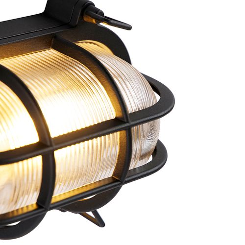 Applique Murale Et Plafonnier Industrielle Noire Ovale Ip44 - Noutica