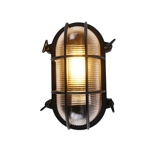 Applique Murale Et Plafonnier Industrielle Noire Ovale Ip44 - Noutica