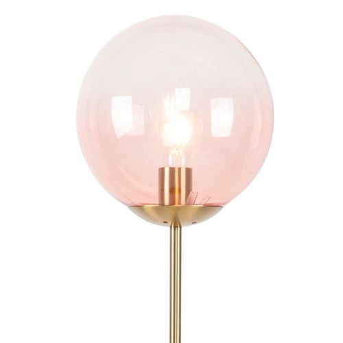 Lampadaire Art Déco En Laiton Avec Verre Rose - Pallon Mezzi