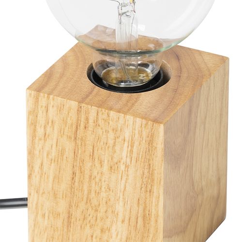Lampe De Table Rustique En Bois Naturel - Bloc