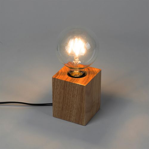 Lampe De Table Rustique En Bois Naturel - Bloc