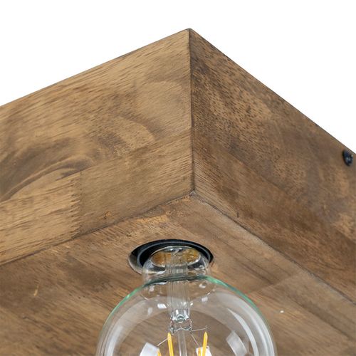 Plafonnier Rustique En Bois Vintage 4 Lumières - Bloc