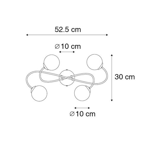 Plafonnier Moderne Noir 4 Lumières Avec Verre Fumé - Athènes