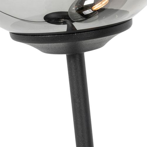 Lampe De Table Moderne Noire 2 Lumières Avec Verre Fumé - Athènes