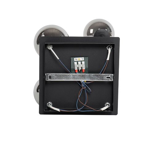 Plafonnier Moderne Noir 5 Lumières Avec Verre Fumé - Athènes