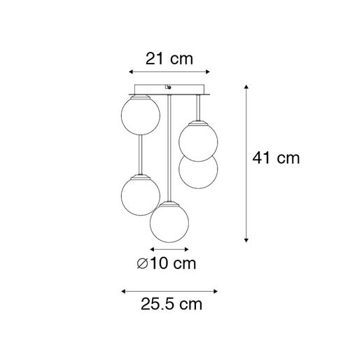 Plafonnier Moderne Doré 5 Lumières Avec Verre Fumé - Athènes