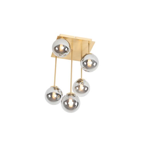 Plafonnier Moderne Doré 5 Lumières Avec Verre Fumé - Athènes