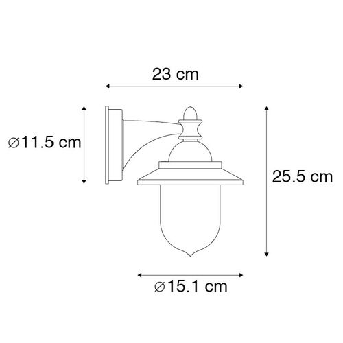Applique D'extérieur Classique Noire Ip44 - Oxford