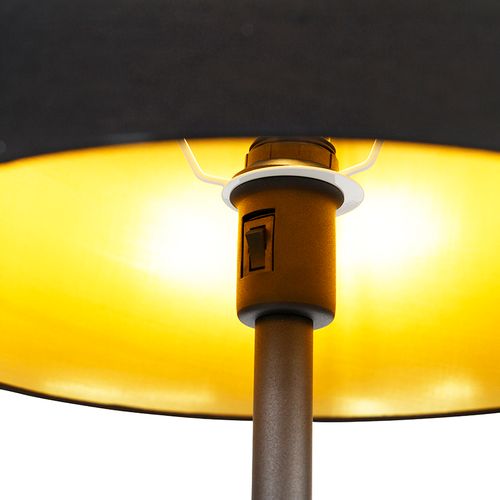 Lampadaire Classique Noir Avec Or Et Liseuse - Retro