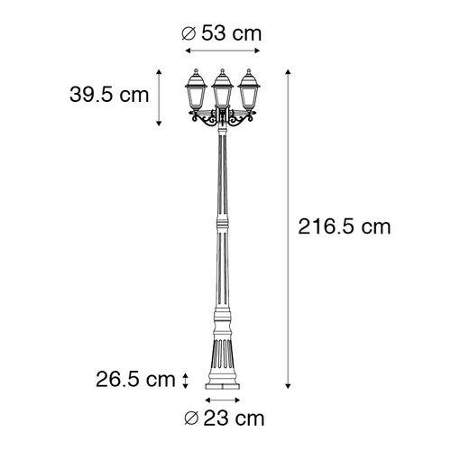 Lanterne Classique Noire à 3 Lumières Ip44 - New Haven
