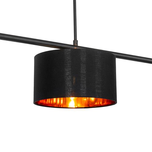 Suspension Moderne Noire Avec Or 125 Cm 3 Lumières - Vt 3