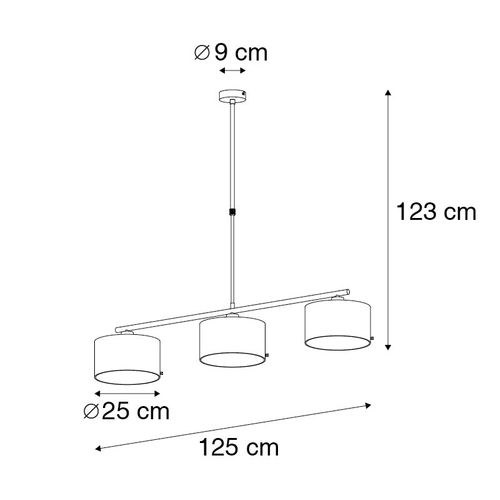 Suspension Moderne Noire Avec Or 125 Cm 3 Lumières - Vt 3