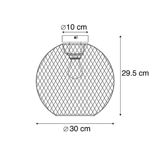 Plafonnier Moderne Noir 30 Cm - Mesh Ball