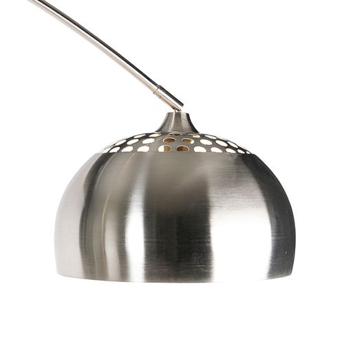 Lampe à Arc En Acier Avec Base En Marbre Blanc Et Abat-jour En Acier - XXL