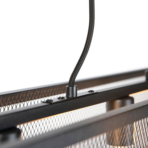 Suspension Intelligente Industrielle Noire Avec 4 Ampoules Wifi A60 - Cage Wire