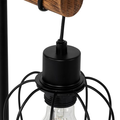 Lampe De Table Rustique Noire Avec Bois - Stronk