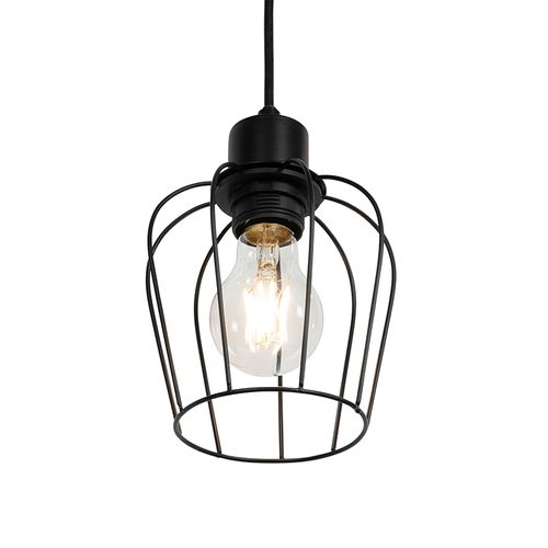 Suspension Rustique Noire Avec Bois 4 Lumières - Stronk