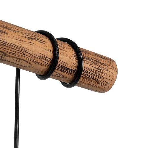Suspension Rustique Noire Avec Bois 4 Lumières - Stronk