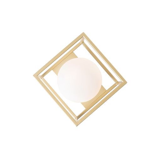 Plafonnier Design Doré Avec Verre Blanc - Aniek