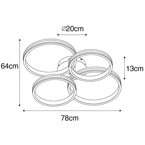 Plafonnier En Acier Avec LED à Intensité Variable 3 Niveaux 4 Lumières - Navara