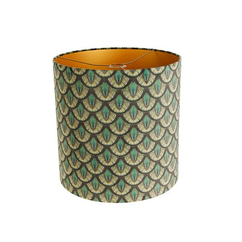 Abat-jour Velours Design Paon 40/40/40 Or Intérieur