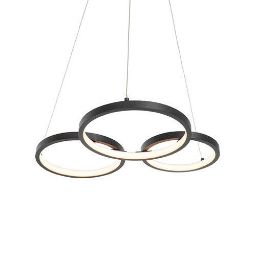 Suspension Noire Avec LED 3 niveaux D’intensité 3 lumières - Rondas