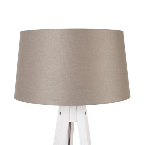 Trépied Moderne Blanc Avec Abat-jour En Lin Taupe 45 Cm - Tripod Classic