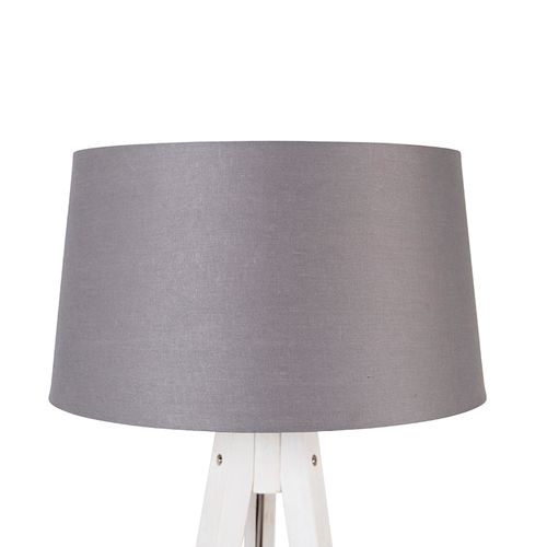 Trépied Moderne Blanc Avec Abat-jour En Lin Gris Foncé 45 Cm - Tripod Classic