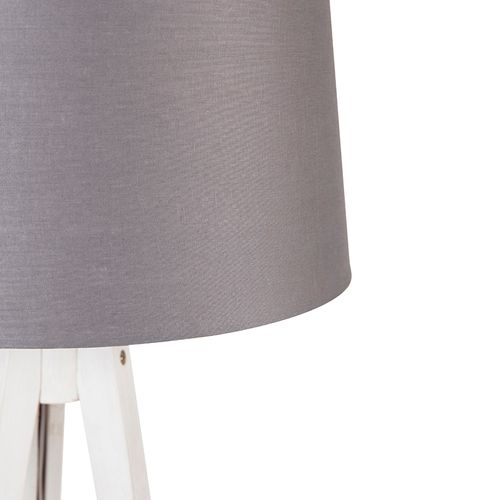 Trépied Moderne Blanc Avec Abat-jour En Lin Gris Foncé 45 Cm - Tripod Classic