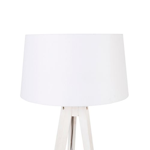 Lampadaire Moderne Tripode Blanc Avec Abat-jour Lin Blanc 45 Cm - Tripod Classic