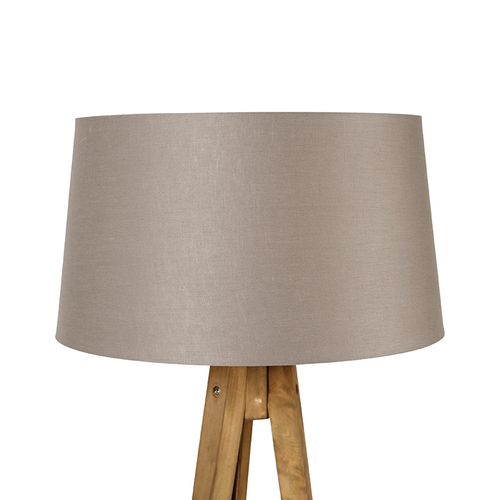 Trépied Rural Vintage Bois Avec Abat-jour Lin Taupe 45 Cm - Tripod Classic