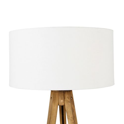Trépied Rural Vintage En Bois Avec Abat-jour Blanc 50 Cm - Tripod Classic